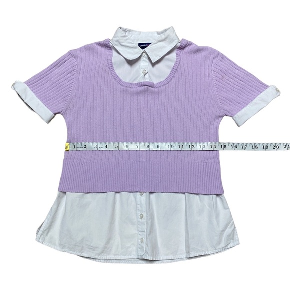 Limited Too Y2K Vintage Academia Ribbed Sweater Button Layered Short Sleeve - Picture 4 of 12